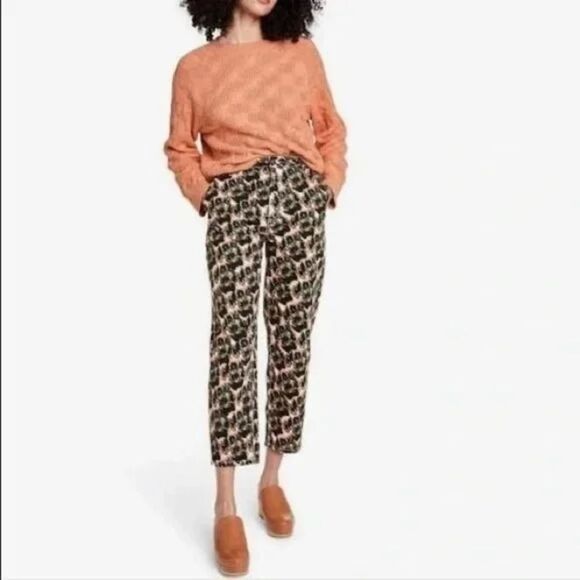 NWT Rachel Comey Women’s Size 2 Animal Print High Rise Denim Olive Pink Jeans - Picture 3 of 14